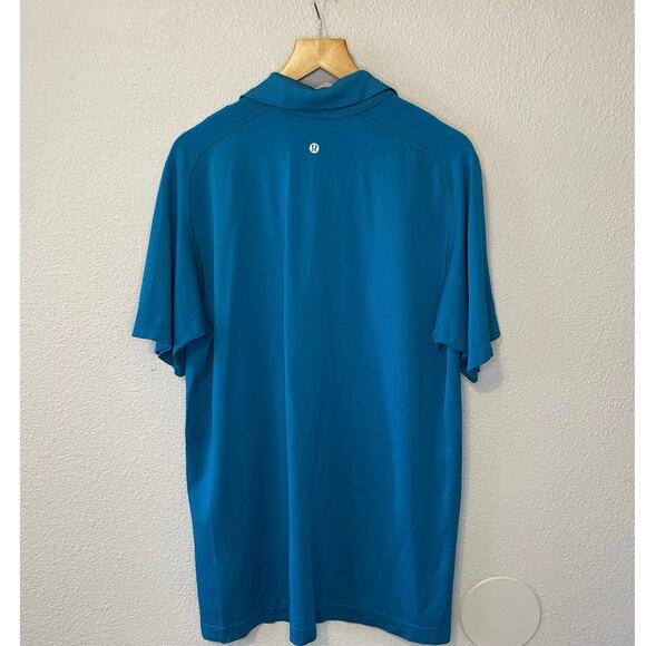 Lululemon Mens Aqua/ Light Blue Casual Collared Short Sleeve Golf Shirt Size XL - Picture 2 of 10